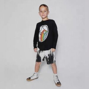 NUNUNU black&white tie-dye shorts